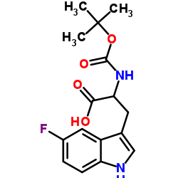 2-[(tert-butoxycarbonyl)amino]-3-(5-fluoro-1H-indol-3-yl)propanoic acid结构式