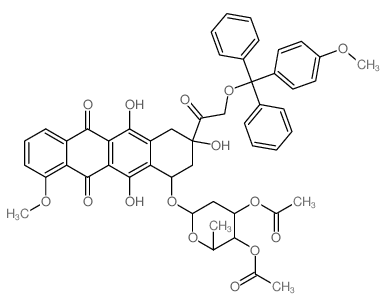 5,12-Naphthacenedione,10-[(3,4-di-O-acetyl-2,6-dideoxy-a-L-lyxo-hexopyranosyl)oxy]-7,8,9,10-tetrahydro-6,8,11-trihydroxy-1-methoxy-8-[[(4-methoxyphenyl)diphenylmethoxy]acetyl]-,(8S-cis)- (9CI) Structure