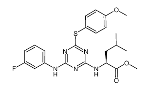 methyl N-{4-[(3-fluorophenyl)amino]-6-[(4-methoxyphenyl)thio]-1,3,5-triazin-2-yl}-L-leucinate Structure