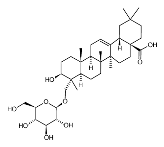 23-(β-D-Glucopyranosyloxy)-3β-hydroxy-5α-olean-12-en-28-oic acid结构式