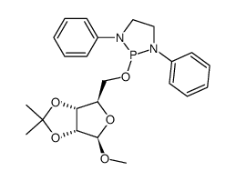 2-(((3aR,4R,6R,6aR)-6-methoxy-2,2-dimethyltetrahydrofuro[3,4-d][1,3]dioxol-4-yl)methoxy)-1,3-diphenyl-1,3,2-diazaphospholidine Structure