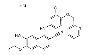 4-[3-chloro-4-(2-pyridylmethoxy)anilino]-3-cyano-7-ethoxy-6-aminoquinoline hydrochloride结构式