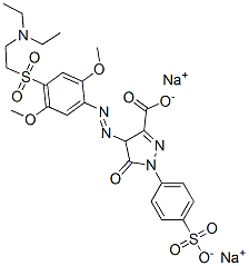 4-[[4-[[2-(diethylamino)ethyl]sulphonyl]-2,5-dimethoxyphenyl]azo]-4,5-dihydro-5-oxo-1-(4-sulphophenyl)-1H-pyrazole-3-carboxylic acid, sodium salt Structure