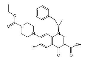 (+)-7-[4-(ethoxycarbonyl)piperazino]-6-fluoro-1-[(1'R,2'S)-2'-phenylcyclopropyl]-1,4-dihydro-4-oxoquinoline-3-carboxylic acid ethyl piperazinecarboxylate salt结构式