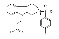 3-[(3S)-3-[(4-fluorophenyl)sulfonylamino]-1,2,3,4-tetrahydrocarbazol-9-yl]propanoic acid结构式