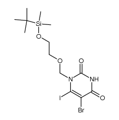 5-bromo-1-((2-((tert-butyldimethylsilyl)oxy)ethoxy)methyl)-6-iodopyrimidine-2,4(1H,3H)-dione结构式