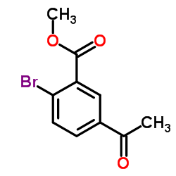 5-乙酰基-2-溴-苯甲酸甲酯结构式