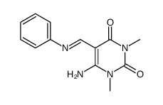 6-amino-1,3-dimethyl-5-[(phenylimino)methyl]uracil结构式