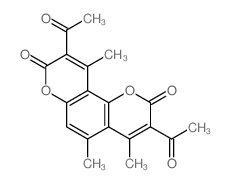 3,9-diacetyl-4,5,10-trimethylpyrano[2,3-h]chromene-2,8-dione结构式