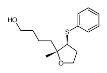 4-((2R,3S)-2-Methyl-3-phenylsulfanyl-tetrahydro-furan-2-yl)-butan-1-ol结构式