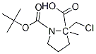 2-(氯甲基)吡咯烷-1,2-二羧酸1-叔丁基-2-甲酯结构式