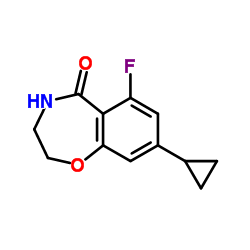 8-环丙基-6-氟-3, 4-二氢苯并[f][1, 4]氧氮杂卓-5(2H)-酮结构式