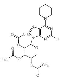 9H-Purine,2-chloro-6-piperidino-9-b-D-ribopyranosyl-, 2',3',4'-triacetate (8CI)结构式