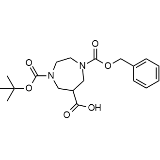 1-苄氧羰基-4-叔丁氧羰基-1,4-二氮杂-6-羧酸结构式