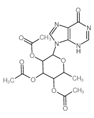 Hypoxanthine,9-(6-deoxy-b-L-galactopyranosyl)-,2',3',4'-triacetate (8CI)结构式