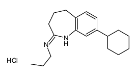 10-cyclohexyl-N-propyl-2-azabicyclo[5.4.0]undeca-2,8,10,12-tetraen-3-a mine hydrochloride结构式