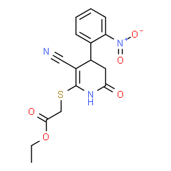 ethyl 2-((3-cyano-4-(2-nitrophenyl)-6-oxo-1,4,5,6-tetrahydropyridin-2-yl)thio)acetate picture