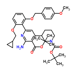3-Pyridinecarboxylic acid, 2-amino-6-[2-(cyclopropylmethoxy)-6-[(4-methoxyphenyl)methoxy]phenyl]-4-[1-[(1,1-dimethylethoxy)carbonyl]-3-piperidinyl]-, 1,1-dimethylethyl ester Structure