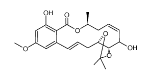 (3aR,5Z,8S,15E)-4,11-dihydroxy-13-methoxy-2,2,8-trimethyl-3a,4,7,8,17,17a-hexahydro-10H-benzo[c][1,3]dioxolo[4,5-h][1]oxacyclotetradecin-10-one结构式