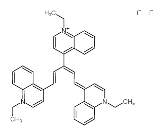 Quinolinium,4,4'-[3-[(1-ethyl-4(1H)-quinolinylidene)ethylidene]-1-propene-1,3-diyl]bis[1-ethyl-,iodide (1:2) Structure