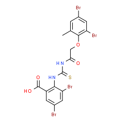 3,5-DIBROMO-2-[[[[(2,4-DIBROMO-6-METHYLPHENOXY)ACETYL]AMINO]THIOXOMETHYL]AMINO]-BENZOIC ACID结构式