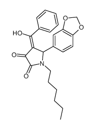 (4Z)-5-(1,3-benzodioxol-5-yl)-1-hexyl-4-[hydroxy(phenyl)methylidene]pyrrolidine-2,3-dione Structure