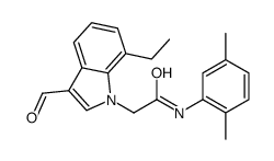 1H-Indole-1-acetamide,N-(2,5-dimethylphenyl)-7-ethyl-3-formyl-(9CI) Structure