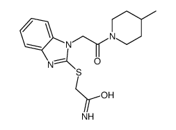 Acetamide, 2-[[1-[2-(4-methyl-1-piperidinyl)-2-oxoethyl]-1H-benzimidazol-2-yl]thio]- (9CI) structure