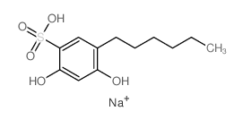 5-hexyl-2,4-dihydroxy-benzenesulfonic acid结构式