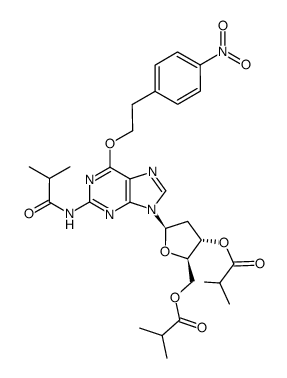N2,3',5'-triisobutyryl-O6-p-nitrophenylethyl-2'-deoxyguanosine结构式