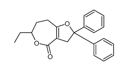 6-ethyl-2,2-diphenyl-3,6,7,8-tetrahydrofuro[3,2-c]oxepin-4-one结构式