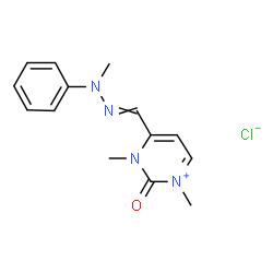 1,2-dihydro-1,3-dimethyl-4-[(methylphenylhydrazono)methyl]-2-oxopyrimidinium chloride structure