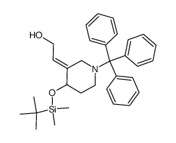 (E)-4-(t-butyldimethylsilyloxy)-3-(2-hydroxyethylidene)-1-(triphenylmethyl)piperidine结构式