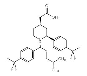 (2S,4R)-rel-1-[(1R)-4-甲基-1-[4-(三氟甲基)苯基]戊基]-2-[4-(三氟甲基)苯基]-4-哌啶乙酸结构式