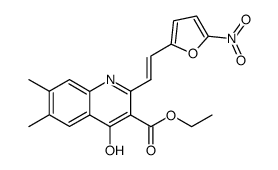 4-Hydroxy-6,7-dimethyl-2-[(E)-2-(5-nitro-furan-2-yl)-vinyl]-quinoline-3-carboxylic acid ethyl ester结构式