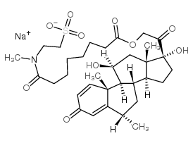 sodium,2-[[8-[2-[(6S,8S,9S,10R,11S,13S,14S,17R)-11,17-dihydroxy-6,10,13-trimethyl-3-oxo-7,8,9,11,12,14,15,16-octahydro-6H-cyclopenta[a]phenanthren-17-yl]-2-oxoethoxy]-8-oxooctanoyl]-methylamino]ethanesulfonate Structure