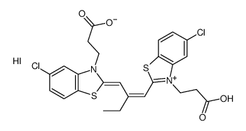 3-(2-carboxyethyl)-2-[2-[[3-(2-carboxyethyl)-5-chloro-3H-benzothiazol-2-ylidene]methyl]but-1-enyl]-5-chlorobenzothiazolium iodide Structure