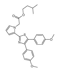 3-methylbutyl 2-[2-[4,5-bis(4-methoxyphenyl)-1,3-thiazol-2-yl]pyrrol-1-yl]acetate Structure
