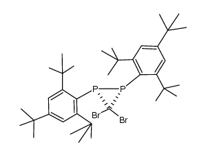 1,2-bis(2,4,6-tri-tert-butylphenyl)3,3-dibromo diphosphirane结构式