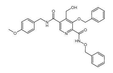 N,3-bis(benzyloxy)-4-(hydroxymethyl)-N-(4-methoxybenzyl)pyridine-2,5-dicarboxamide结构式