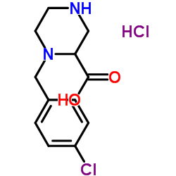 1-(4-Chlorobenzyl)-2-piperazinecarboxylic acid hydrochloride (1:1) Structure