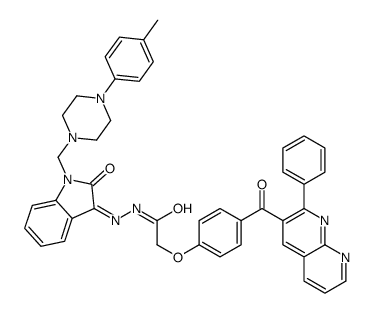 N-[(Z)-[1-[[4-(4-methylphenyl)piperazin-1-yl]methyl]-2-oxoindol-3-ylidene]amino]-2-[4-(2-phenyl-1,8-naphthyridine-3-carbonyl)phenoxy]acetamide Structure