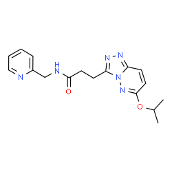 3-[6-(propan-2-yloxy)[1,2,4]triazolo[4,3-b]pyridazin-3-yl]-N-(pyridin-2-ylmethyl)propanamide structure