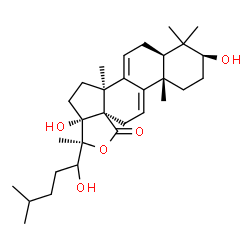 3β,17,20,22-Tetrahydroxy-5α-lanosta-7,9(11)-dien-18-oic acid γ-lactone structure