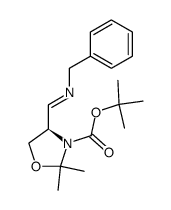 (R)-4-[(E)-Benzylimino-methyl]-2,2-dimethyl-oxazolidine-3-carboxylic acid tert-butyl ester结构式