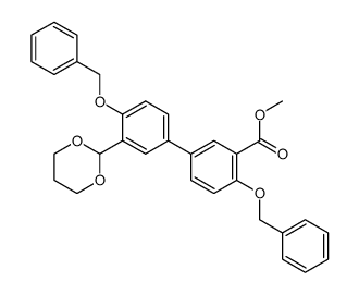 4,4'-dibenzyloxy-3-(1,3-dioxan-2-yl)-3'-(methoxycarbonyl)biphenyl结构式