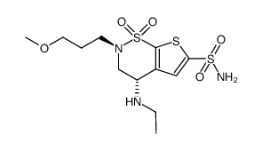 (S)-4-(乙基氨基)-3,4-二氢-2-(3-甲氧基丙基)-2H-噻吩并[3,2-e]-1,2-噻嗪-6-磺酰胺 1,1-二氧化物结构式