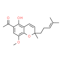 [5-Hydroxy-8-methoxy-2-methyl-2-(4-methyl-3-pentenyl)-2H-1-benzopyran-6-yl](methyl) ketone结构式