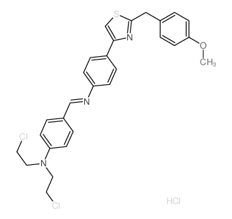 N,N-bis(2-chloroethyl)-4-[[4-[2-[(4-methoxyphenyl)methyl]-1,3-thiazol-4-yl]phenyl]iminomethyl]aniline Structure