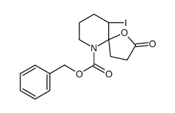 Benzyl (5R,10S)-10-iodo-2-oxo-1-oxa-6-azaspiro[4.5]decane-6-carbo xylate结构式